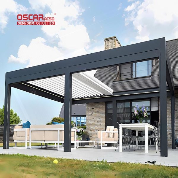 Adjustable Waterproof Louvered Motorized Aluminium Roof with Screen Garden Patio Balcony in Europe Retractable Pergola