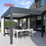 2021 Waterproof Aluminum Bioclimatic Polycarbonate Pergola Roof System Outdoor Garden Patio Shading Retractable Pergola