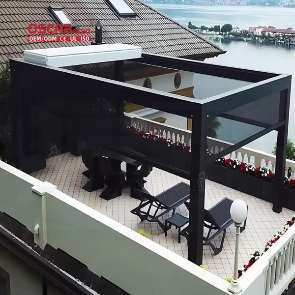 Outdoor Electric Waterproof Bioclimate Louvered Roof with Ip65 Motor Garden Patio Balcony Retractable Pergola