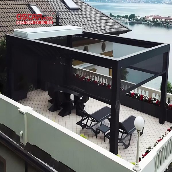 Ecofriendly Sustainable Adjustable Waterproof Louvered Blade System Patio Yard Pergola in Outdoor Spaces Retractable Pergola