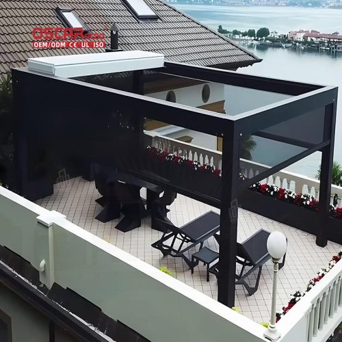 Motorized Electrical Designed Bioclimatic Ceiling System Outdoor Aluminum Pergola Garden Patio Balcony Retractable Pergola