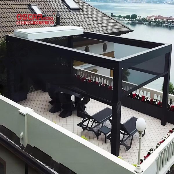 New Aluminum Covered Arches Arbours Pergolas integrated Linear Strip Led Lights Outdoor Garden Patio Decor Retractable Pergola