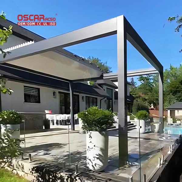 Outdoor Aluminum Pergola with Sun Protection and Ventilation Feature Stylish Modern Garden Patio Backyard Retractable Pergola