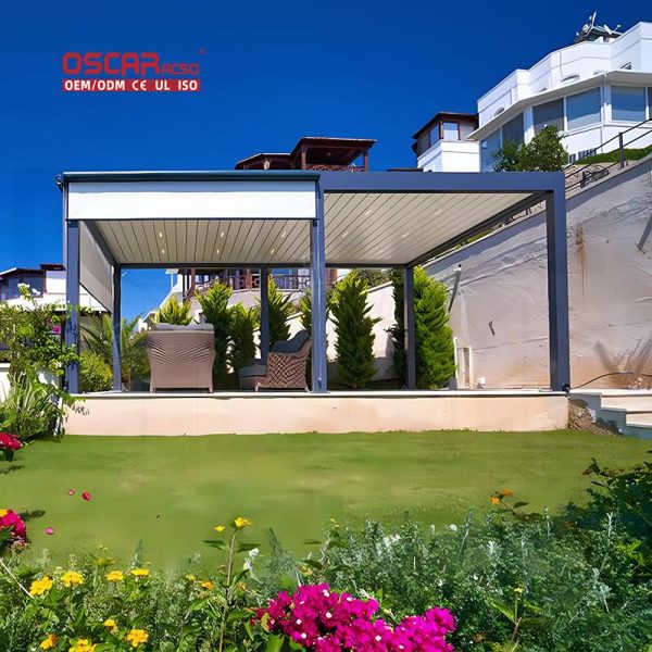 Aluminum Louvre Roof and Pergola Patio Garden Balcony with Awning Cover Function and Modern Design Retractable Pergola
