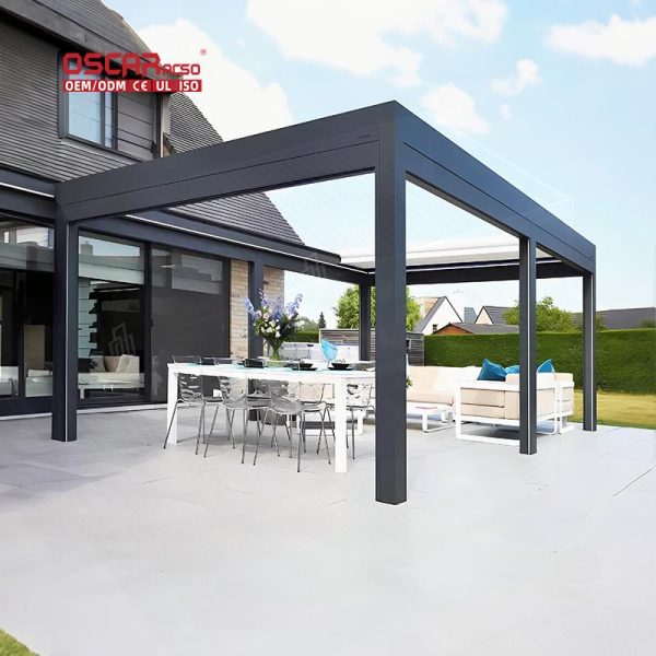 Customized Waterproof Aluminium Louvered Outdoor Arches Garden Patio Poolside Retractable Pergola