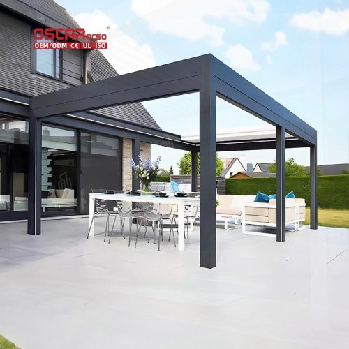 Custom Modern Waterproof Bioclimatic Aluminum Louvered Pergola Awning Garden Patio Balcony Retractable Pergola