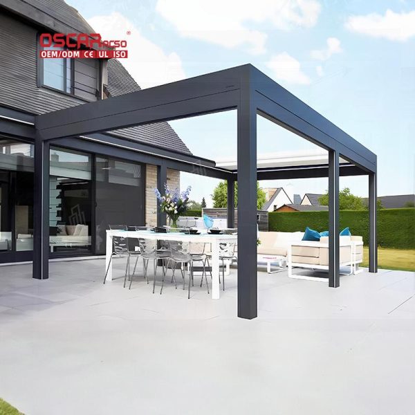 3X3 Outdoor Waterproof Aluminium Gazebo Balcony Patio Garden with Furniture Retractable Pergola