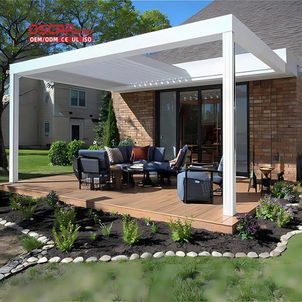Motorized Adjustable Garden Sunshade Kits Sustainable Bioclimatic Outdoor Pergola Patio Backyard Terrace Retractable Pergola