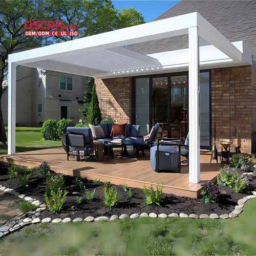 Solar - Powered Aluminium Pergola New Design Garden Patio and Backyard Outdoor Shading Structure Retractable Pergola
