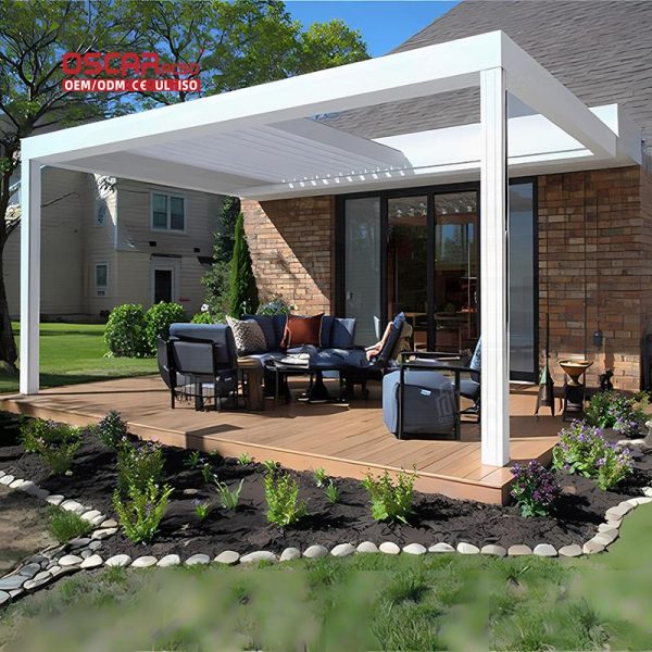 Louvre Roof Waterproof Aluminum Pergola Gazebo Garden Patio Backyard Ecofriendly Sustainable Customized Retractable Pergola