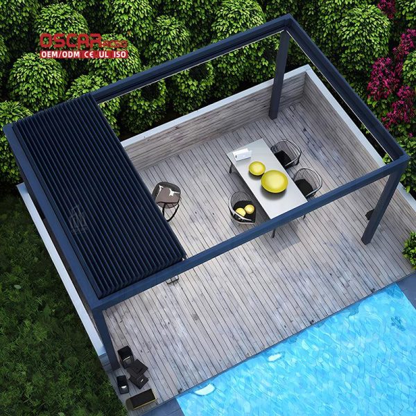 3X3 3X4 Remote Control Aluminium Louvered Roof Outdoor Motorized Aluminum Pergola Pavilion Garden Backyard Retractable Pergola