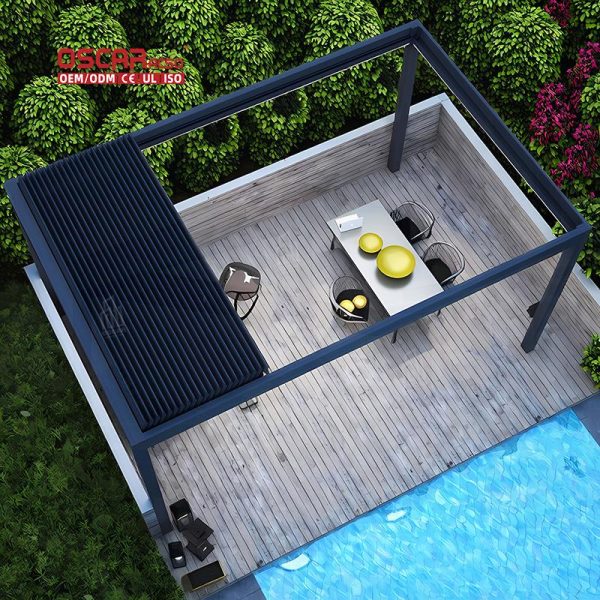 Ip 65 Motorized Aluminium Louvered Roof System Garden Patio Balcony Sustainable Customized Pergola Kits Retractable Pergola