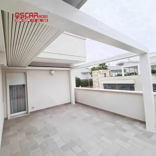 Motorized Adjustable Aluminium Slat Roof Diy 5X5M Wind – Sensing Outdoor Structure Terrace Garden Patio Retractable Pergola