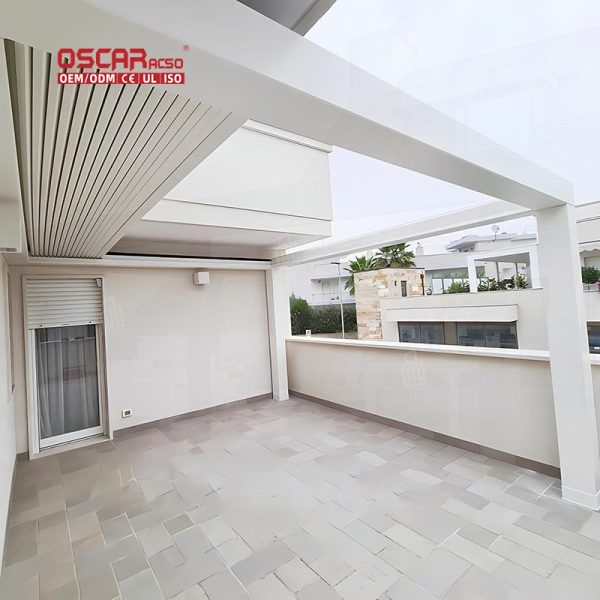 Waterproof Motorized Louvered Outdoor Roof Structure Garden Patio Backyard Retractable Pergola
