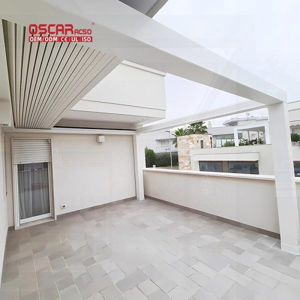 European-Style Modern Bioclimatic Adjustable Aluminium Louvered Shade Structure Garden Patio Balcony Retractable Pergola