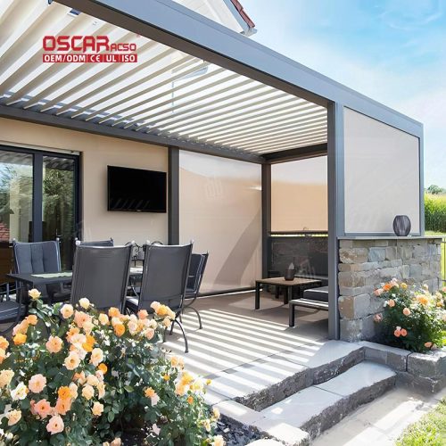 3X4 Adjustable Aluminium Alloy Louver Cover with Sunshade Patio Garden Backyard Retractable Pergola