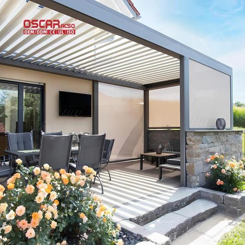 Automatic Waterproof Louvered Pergola Gazebo Outdoor Patio Garden Eco - Friendly Sustainable Design Retractable Pergola