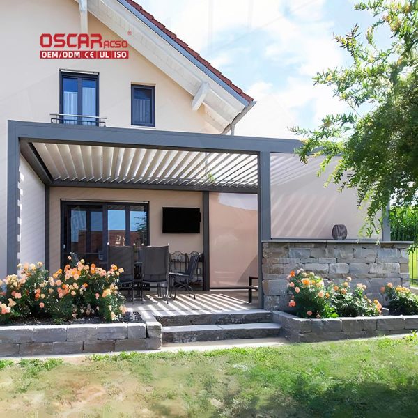 Modern Design 4X6 Aluminum Outdoor Pergola with Opening Roof Garden Metal Structure Patio Balcony Bbq Retractable Pergola