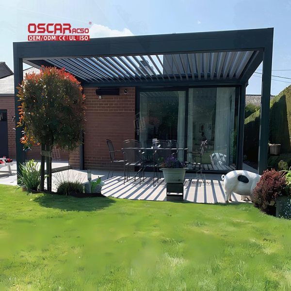 Controlled Waterproof Sliding Shade Patio Terrace Balcony Free  Standing Pergola  Like Structure Retractable Pergola