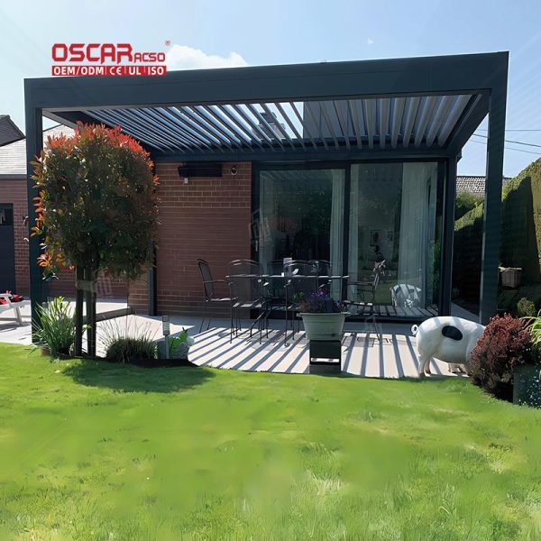 Opening Roof System Metal Framed Aluminum Pergola with Sun Block Blinds Ideal For Garden Patio Backyard Retractable Pergola