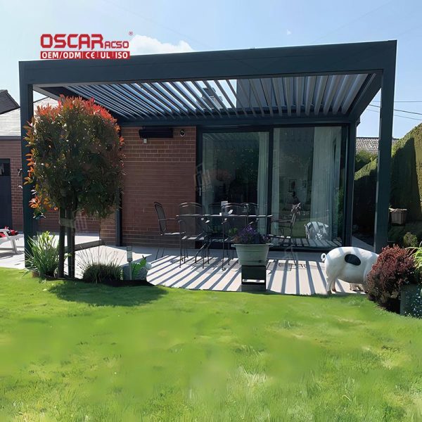 Customized Waterproof Aluminum Louver Roof Bioclimatic Pergola with Heater Garden Patio Poolside Retractable Pergola