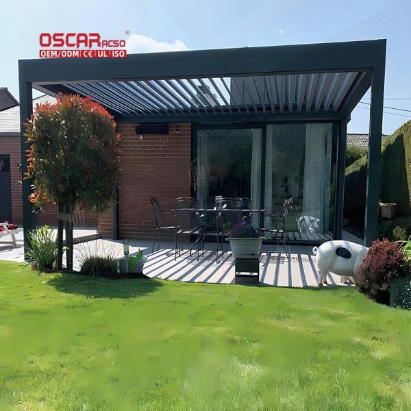 Bioclimatic Motorized Aluminium Louvered Structure with Louvers Side Screens For Garden Patio Backyard Retractable Pergola