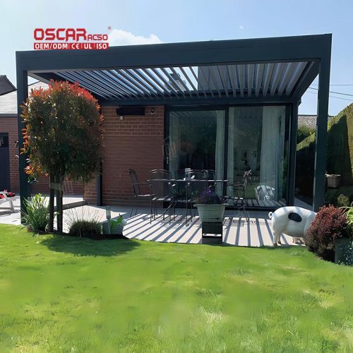 Outdoor Waterproof Louvred Patio Cover Garden Gazebo Ideal Backyard Poolside Bbq Retractable Pergola