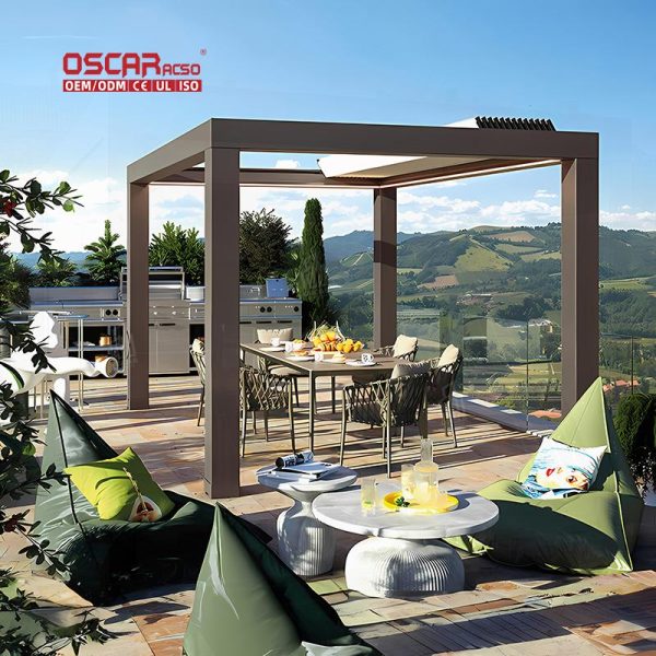 Outdoor Bioclimatic Waterproof Aluminium Louvered Structure Shade Patio Garden Backyard Use Retractable Pergola