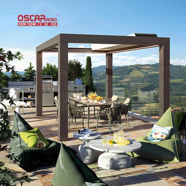 4X6 Latest Design Powder Coating Modern Louvered Roof Aluminium Structures Garden Patio Backyard Retractable Pergola