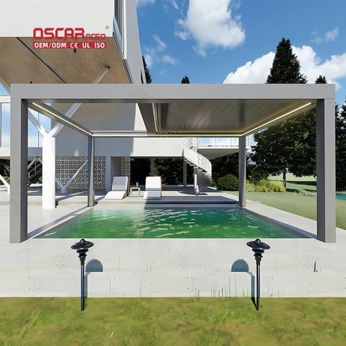 Outdoor Aluminum Space Sunshade Shelter Patio Arches Garden Backyard Picnic Retractable Pergola
