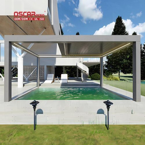 Rainproof Sun - Shading Outdoor Aluminium Louvered Structure Kit Garden Patio Balcony Retractable Pergola