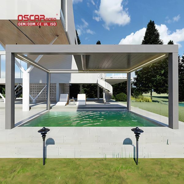 Rainproof Sun – Shading Outdoor Aluminium Louvered Structure Kit Garden Patio Balcony Retractable Pergola