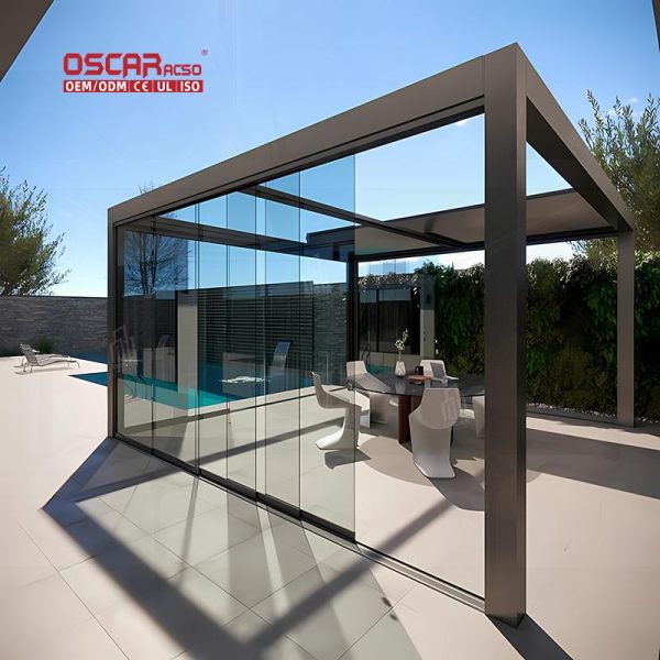 4X3 Aluminium Louvre Pergola with Automatic Roof and Rain Sensor Luxury Hotel Garden Patio Outdoor Use Retractable Pergola