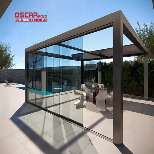 Sustainable Electric Outdoor Aluminium Louvered Pergola Cover Customized Waterproof Garden Patio Backyard Retractable Pergola