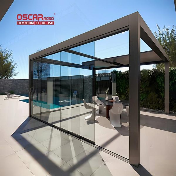 Motorized Louvered Waterproof Sustainable Aluminium Bioclimatic Pergola Modern Garden Outdoor Patio Backyard Retractable Pergola