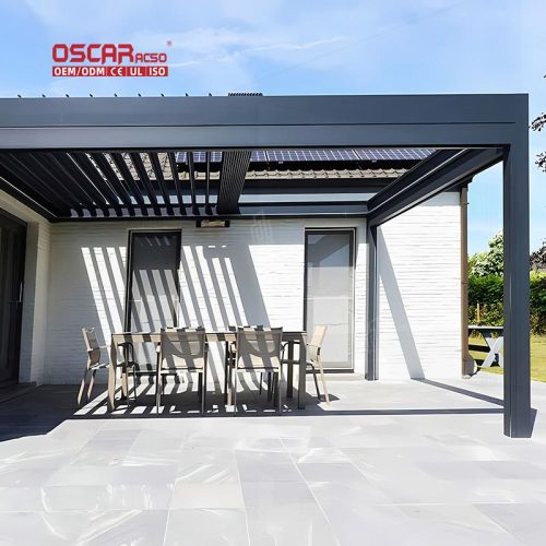 Customizable Electric Bioclimatic Louvered Outdoor Cover with Zip Screen Backyard Patio Garden Pergola Retractable Pergola