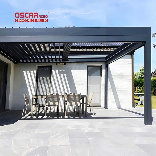 Aluminum Louvered Structure with Zip Screen Shading Gardens Patios and Backyards Sun  Blocker Shelter Retractable Pergola
