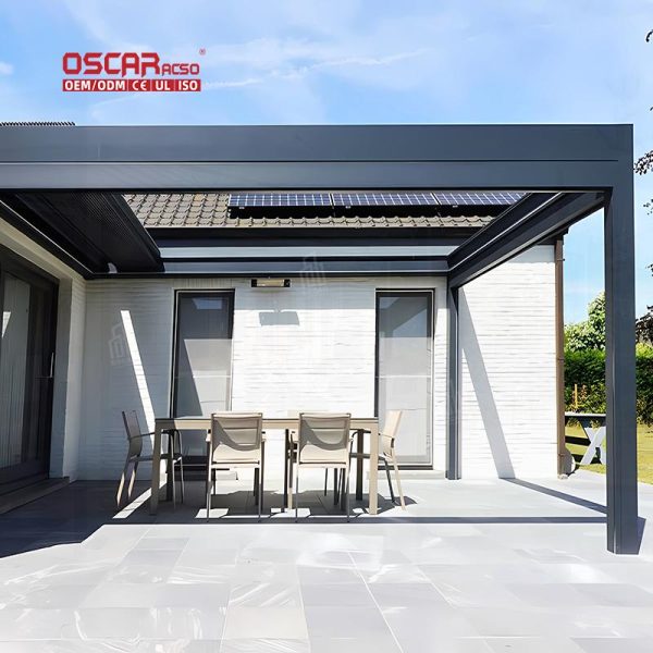 Motorized Aluminium Louvered Roof System Gardens Patios Balconies Eco  Friendly Sustainable Pergola Kits Retractable Pergola