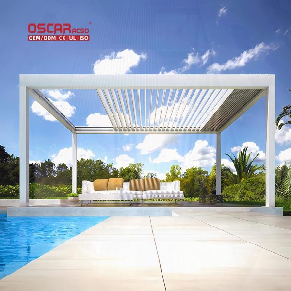 Modern Design Bioclimatic Motorized Adjustable Roof Outdoor Patio Shelter Garden Balcony Terrace 4X4 Retractable Pergola