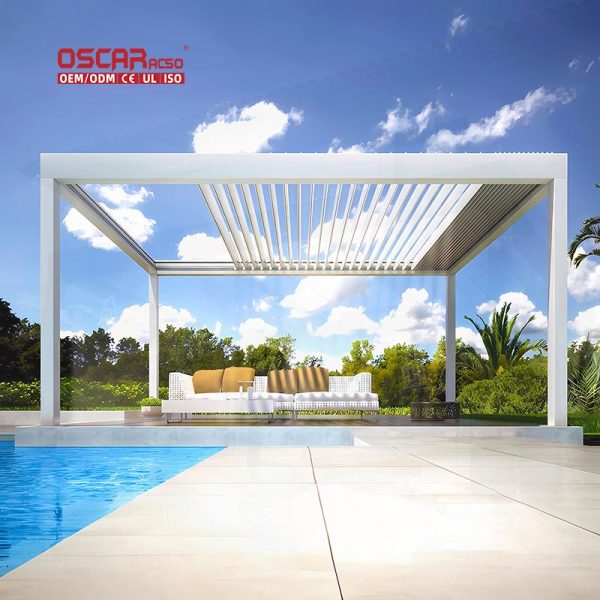 Waterproof Aluminum Pergola Metal Frame Villa Comfortable Stylish Outdoor Garden Patio Oem Customized Retractable Pergola
