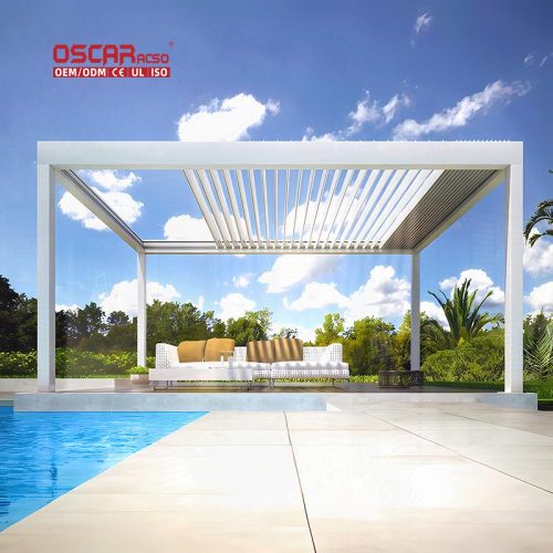 Waterproof Automatic Aluminum Bioclimatic Patio Gazebo Garden Backyard Poolside Retractable Pergola