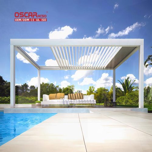 Factory Price Electric Motorized Metal Aluminum Louvers Pergola Roof Garden Patio Backyard Retractable Pergola