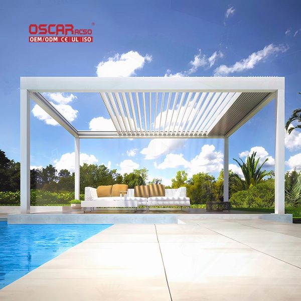 Outdoor Motorized Waterproof Carport with Canopy Conservatory Patio Garden Retractable Pergola