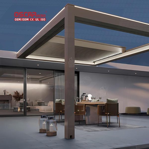 Electric Motorized Aluminium Canopy Louvre Outdoor Garden Pavilion Pergola Patio Balcony Backyard Retractable Pergola