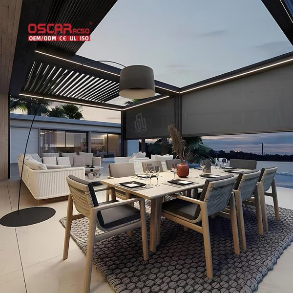 Pergola Garden Balcony Patio with Sun Protection and Ventilation Function Stylish Modern Outdoor Shelter Retractable Pergola