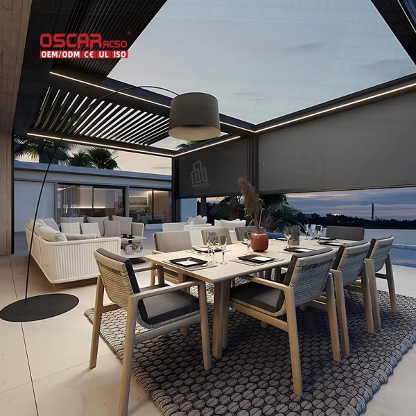 Adjustable Louvered Outdoor Aluminum Motorized Bioclimatic Roof 3M X 4M Garden Patio Balcony Retractable Pergola