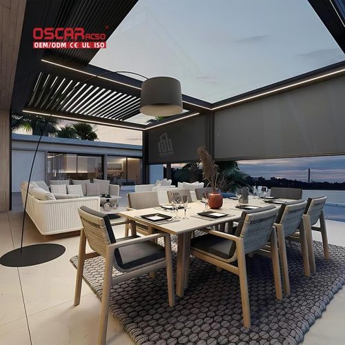 Modern Design Outdoor Waterproof Aluminum Structure Patio Garden Backyard Sunshade Shelter Retractable Pergola