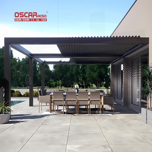 Friendly Sustainable Waterproof Customized Smart Motorized Aluminium Outdoor Gazebo Courtyard Garden Patio Retractable Pergola