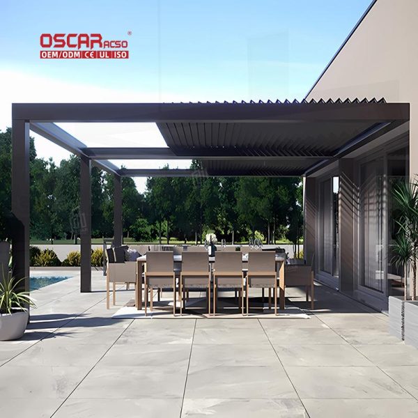 Friendly Sustainable Waterproof Customized Smart Motorized Aluminium Outdoor Gazebo Courtyard Garden Patio Retractable Pergola
