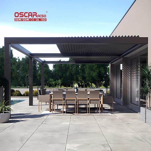 Customized Diy Modern Design Motorized Louvered Aluminum Patio Shelter Garden Backyard Outdoor Space Retractable Pergola